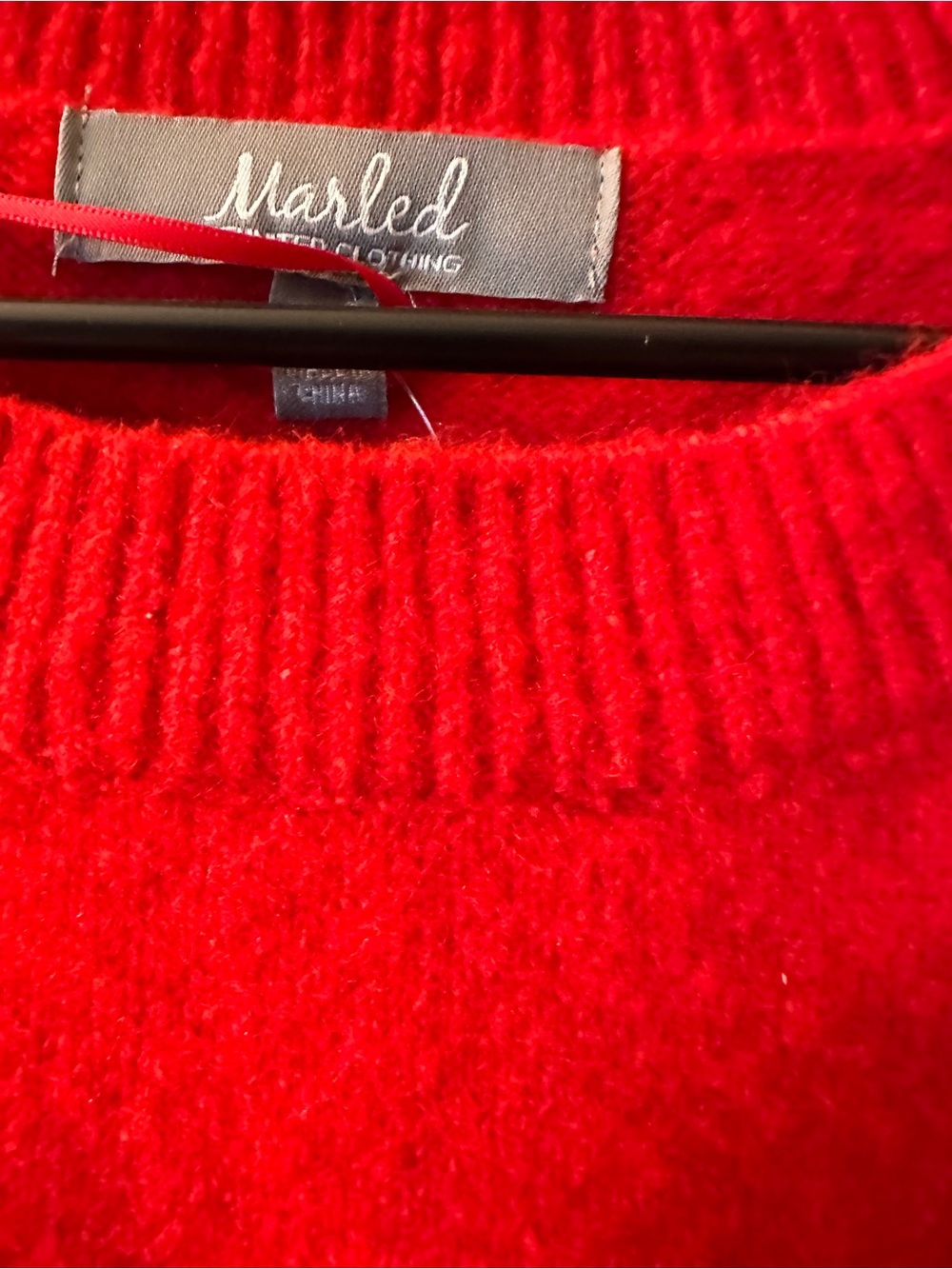 Marled Bright Red Women's Crewneck Sweater